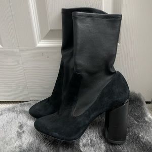 ALDO leather velvet ankle heeled boots with side zipper
